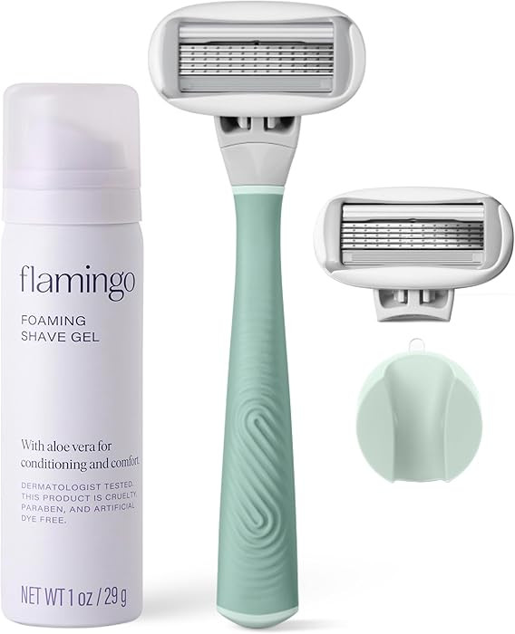 Flamingo Shaving Razor Set for Women - Original Razor Handle, 2 Blade Refills, Foaming Shaving Ge... | Amazon (US)