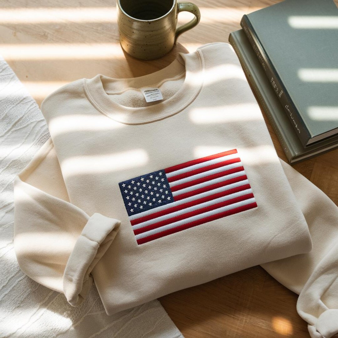 Embroidered Retro American Flag Sweatshirt: 4th of July Patriotic Gift - Etsy | Etsy (Global)