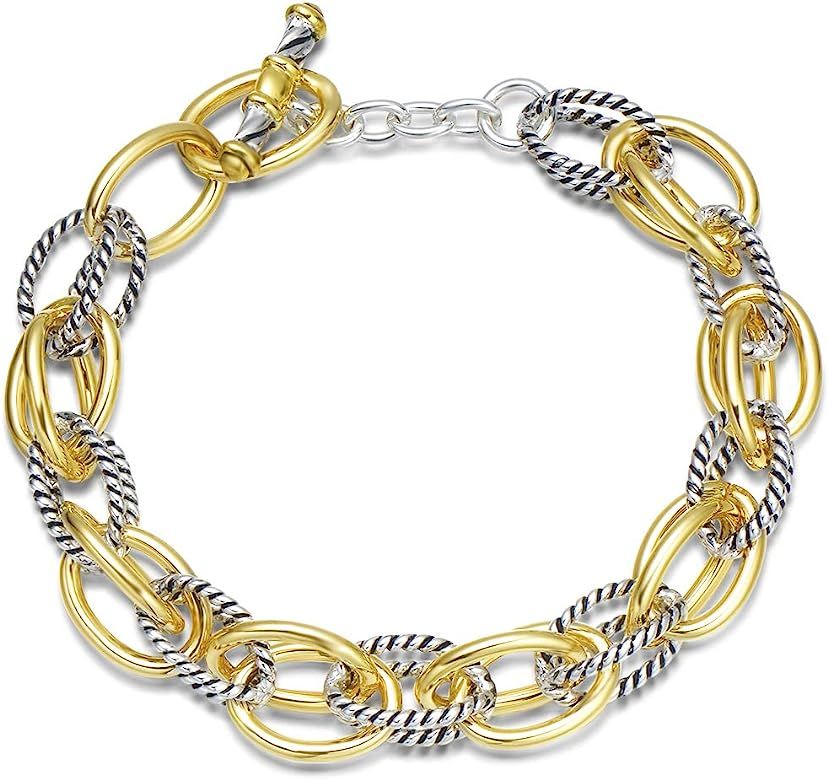 UNY Bracelet Designer Brand Inspired Antique Women Jewelry Double Cable Link Wire Vintage Valenti... | Amazon (US)