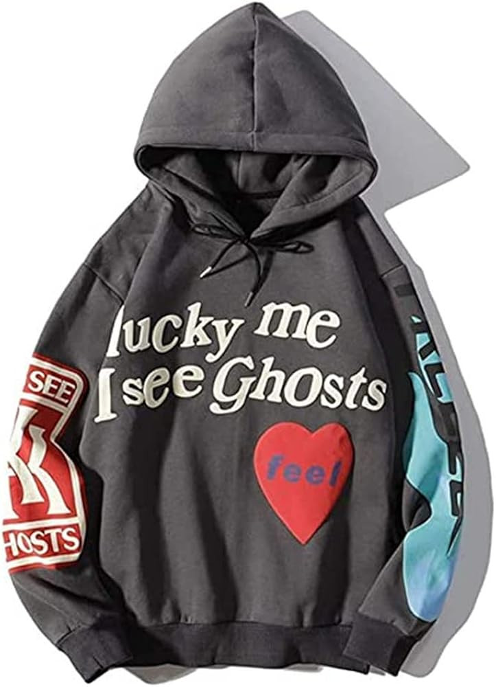SLIMIZE Lucky Me & I See Ghosts& Hoodie Hip Street Rapper Unisex Couple Sweatshirt With Novelty P... | Amazon (US)