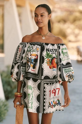 Farm Rio x Anthropologie Off-Shoulder Mini Dress | Anthropologie (US)