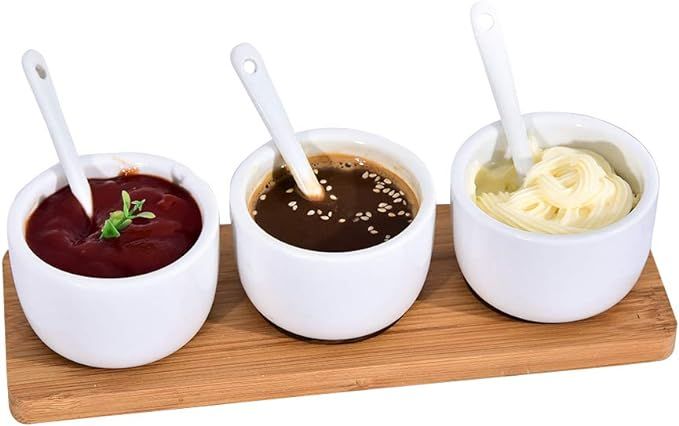 Singkasa Adorable Sauce Dip Bowls-Condiment Set 7 Pieces with bamboo tray-3 oz ceramic bowl, bamb... | Amazon (US)