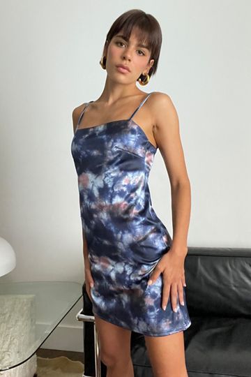 UO Printed Sateen Mini Slip Dress | Urban Outfitters (US and RoW)