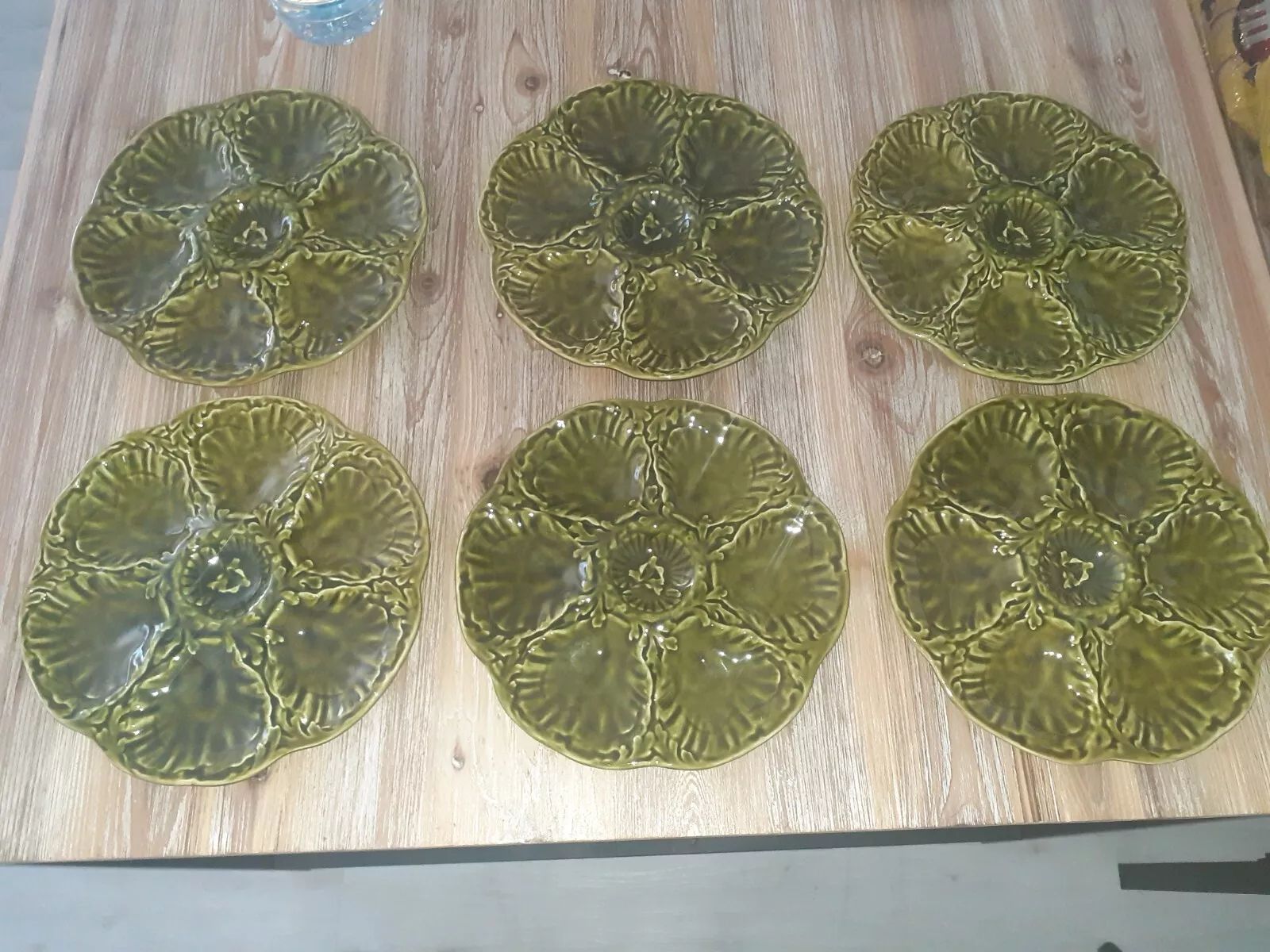 Vintage Gien Set of 6 Oyster Plates   French Faience Majolica | eBay US