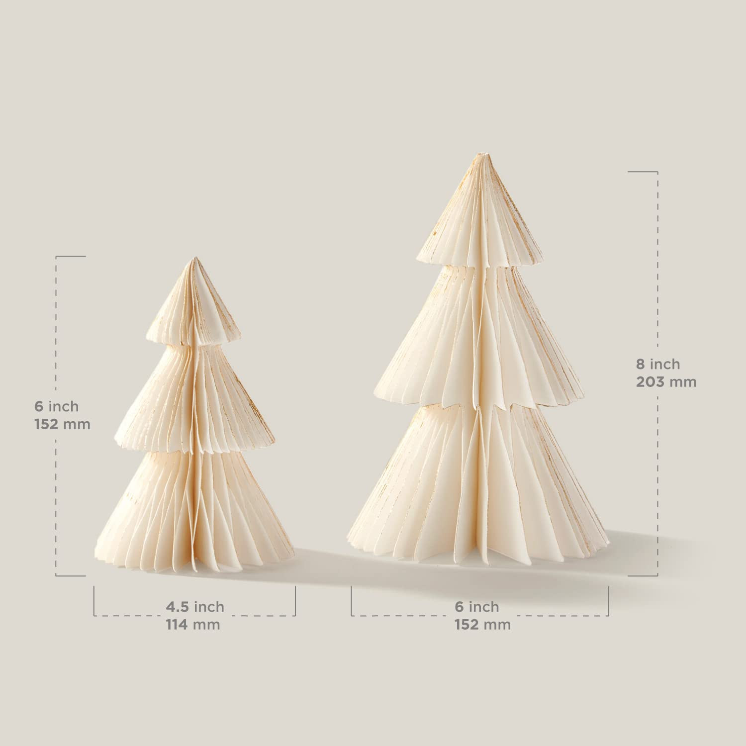 Paper Christmas Tree Decor - Set of 2 Honeycomb Trees, 6 Inch and 8 Inch, Vintage Style Holiday D... | Amazon (US)