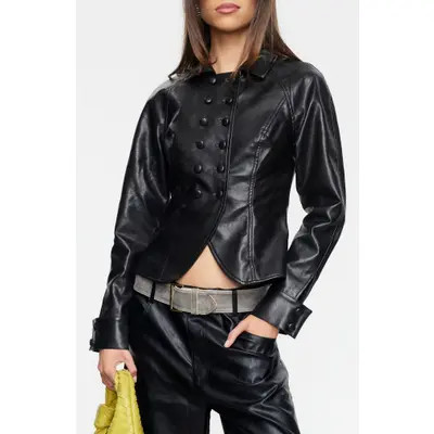 LIONESS Form Faux Leather Jacket in Dusk at Nordstrom, Size Medium | Nordstrom