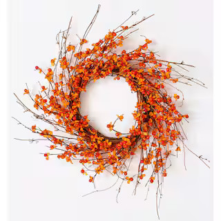 20 in. Artificial Bittersweet Wreath on Natural Twig Base | The Home Depot