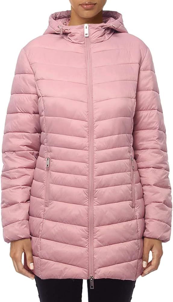 Rokka&Rolla Women's Lightweight Packable Puffer Jacket Water-Resistant Hooded Winter Long Coat | Amazon (US)
