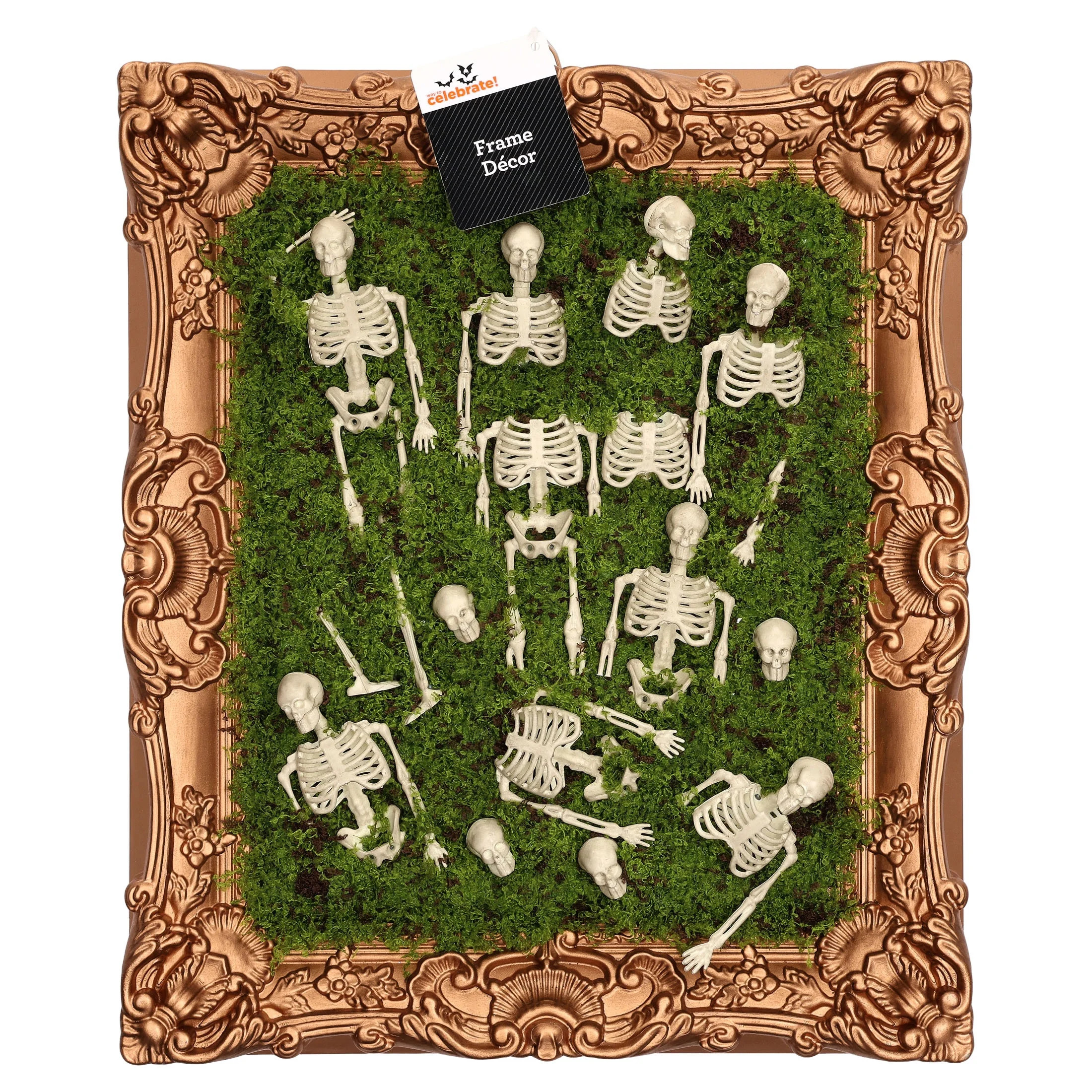 Skeleton Moss Framed Wall Art, Multicolor, 12" x 14.5", Halloween by Way To Celebrate | Walmart (US)