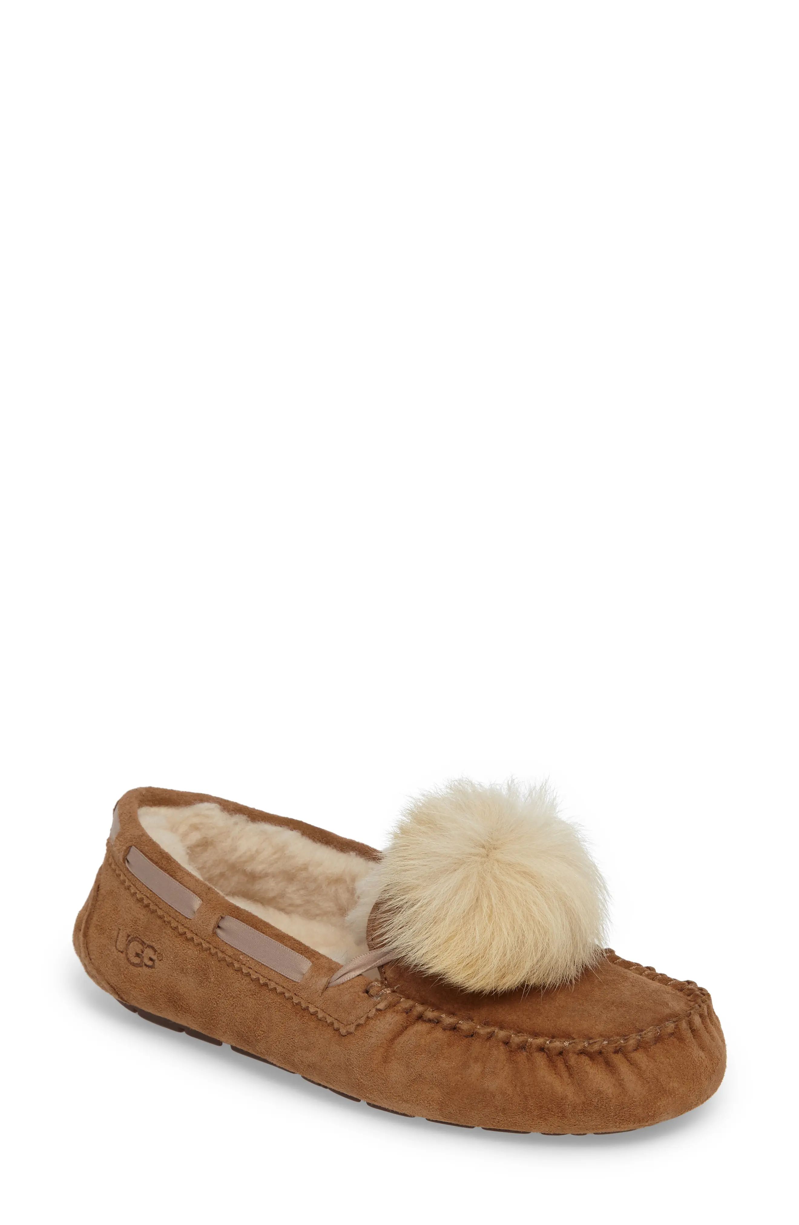 Dakota Genuine Shearling Pompom Slipper | Nordstrom