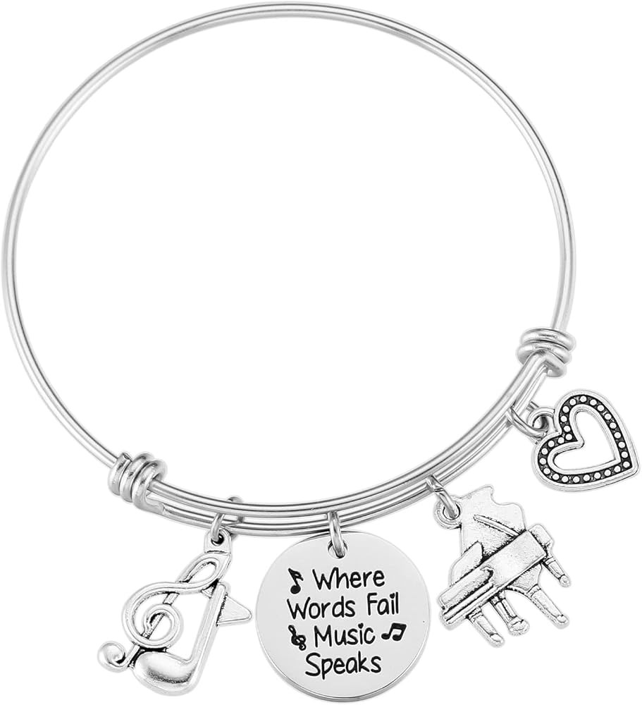 Music Themed Gifts For Women Bracelet Teen Girls Music Teacher Pianist Ornament Music Note Charm ... | Amazon (US)
