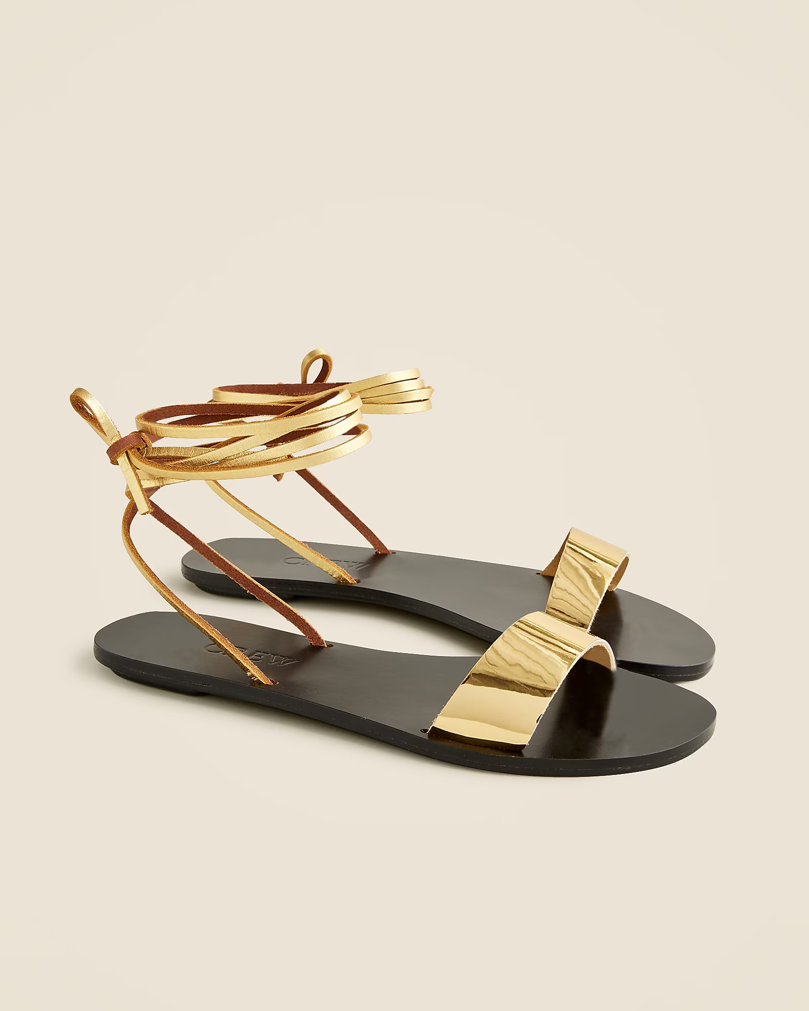 Carsen made-in-Italy lace-up sandals in metallic leather | J. Crew US