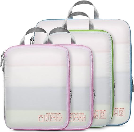 Compression Packing Cubes for Travel, Cambond 4 Pack Luggage Organizers Compression Cubes for Sui... | Amazon (US)