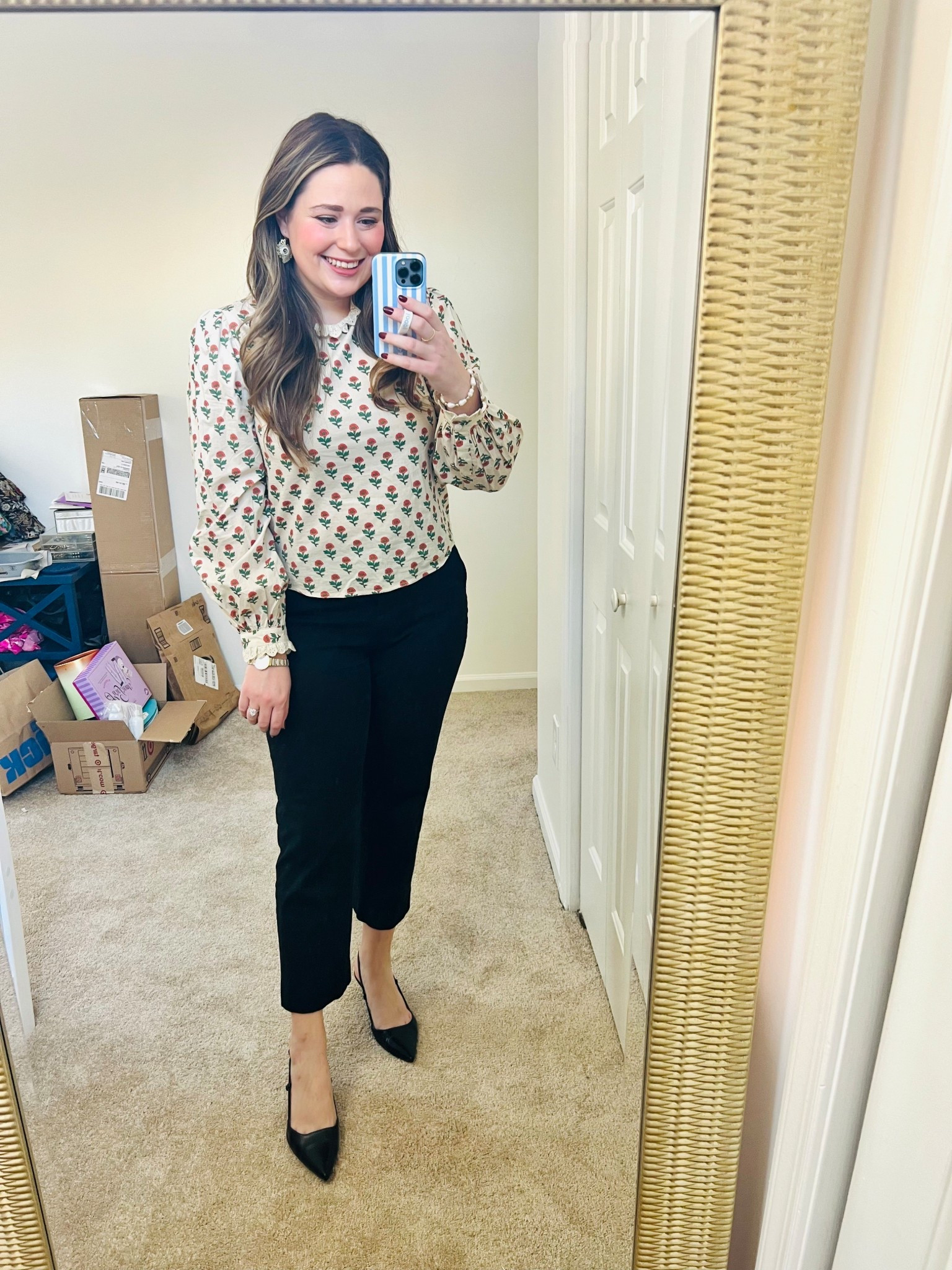 A pretty block print blouse for work today! 

#LTKWorkwear