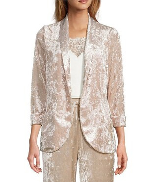 Skies Are Blue Coordinating Crushed Velvet Open Front Long Sleeve Blazer | Dillard's | Dillard's
