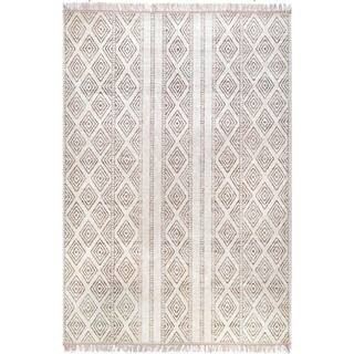 nuLOOM Miriam Striped Tribal Tassel Beige 8 ft. x 10 ft. Indoor/Outdoor Area Rug-BDSI03B-8010 - T... | The Home Depot