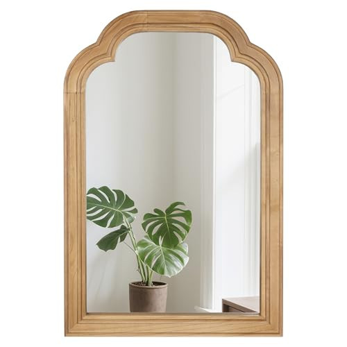 Wood Bathroom Mirror for Wall, 24 x 16 Inch Decorative Wall Mirror with Rustic Wooden Frame for Living Room, Vanity, Bedroom, Entryway, Farmhouse | Amazon (US)