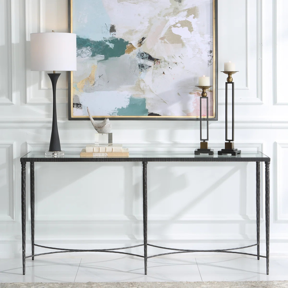 Roseberry 63.4'' Glass Top Console Table | Wayfair North America