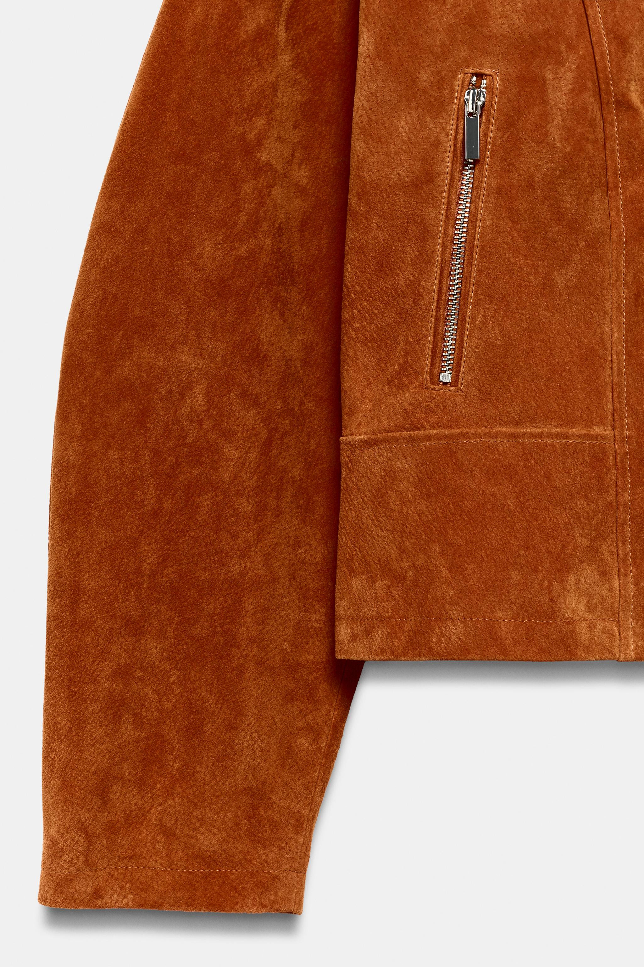 100% LEATHER HIGH COLLAR JACKET | Zara UK