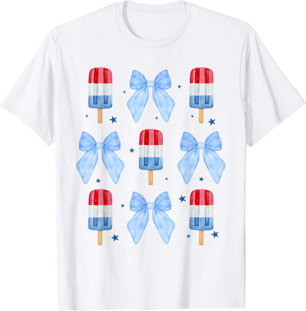 4th of July Cute Popsicle Bows Patriotic Women Kids T-Shirt | Amazon (US)