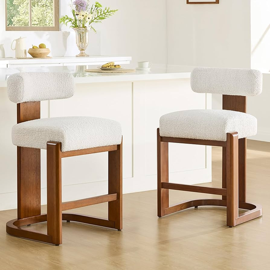 CHITA Modern Bar Stools Set of 2, 27" Counter Height Bar Stools, Upholstered Barstools with Backs... | Amazon (US)
