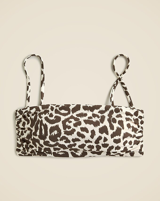 Ruched bandeau bikini top in leopard | J. Crew US