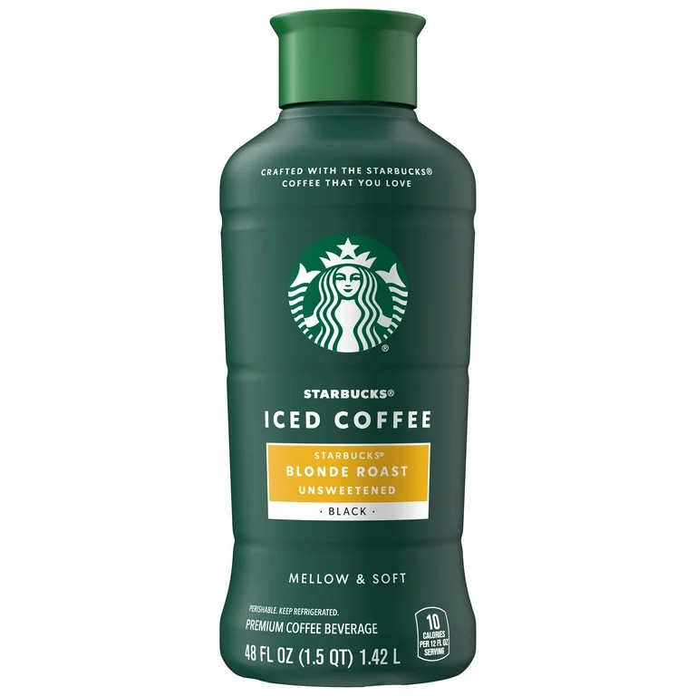 Starbucks Unsweetened Iced Coffee Beverage - Blonde Roast, 48 fl oz Bottle, Made with Rich Cow Mi... | Walmart (US)
