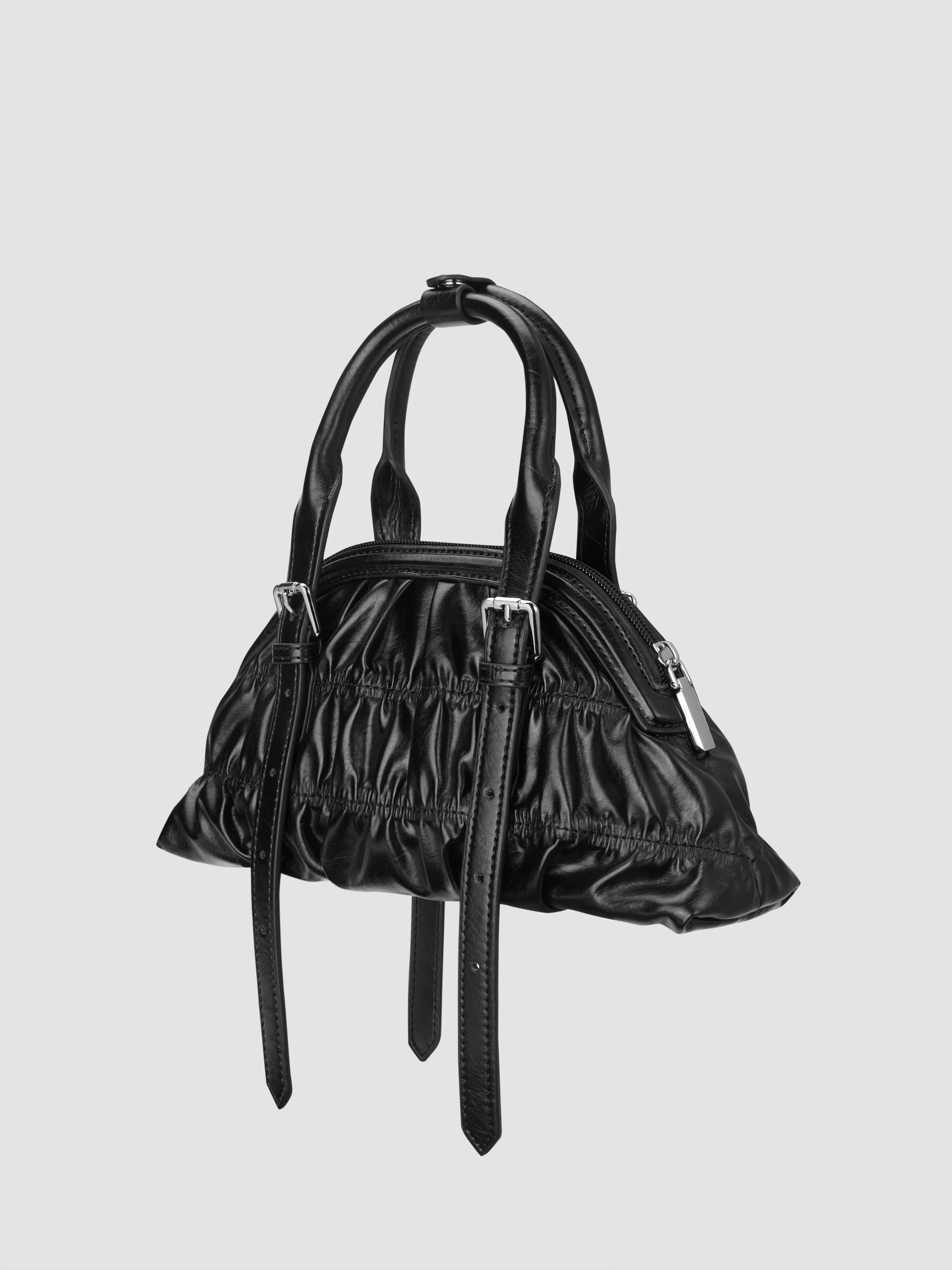 Faux Leather PLEATED ADJUSTABLE STRAP HANDBAG For Daily Casual Date Work | Cider