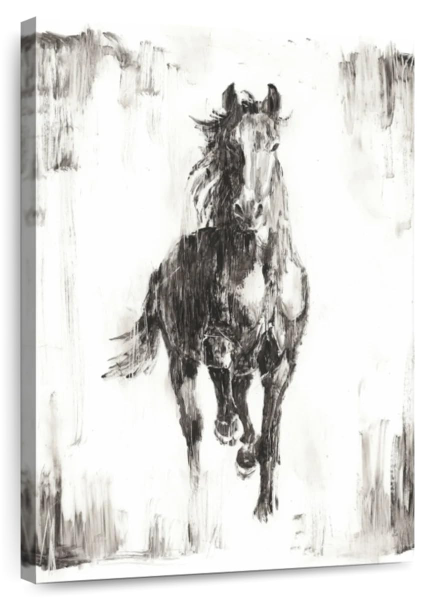 ElephantStock - Rustic Black Stallion I Wall Art - Vertical Canvas Wall Art - Living Room Wall De... | Amazon (US)