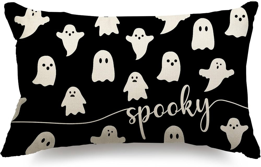 Halloween Pillow Cover 12x20 Ghost Spooky Pillow Covers Outdoor Halloween Decorations Pillows for... | Amazon (US)