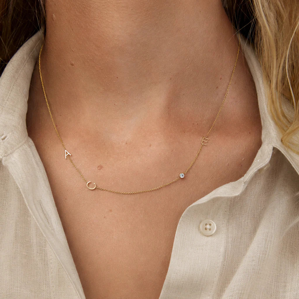 Custom Gold Initial Necklace 4 Letters | Maya Brenner | Maya Brenner