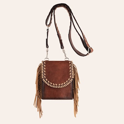 Red Dirt Hat Co. Mahogany Fringed Saddle Crossbody Bag | Cavender's