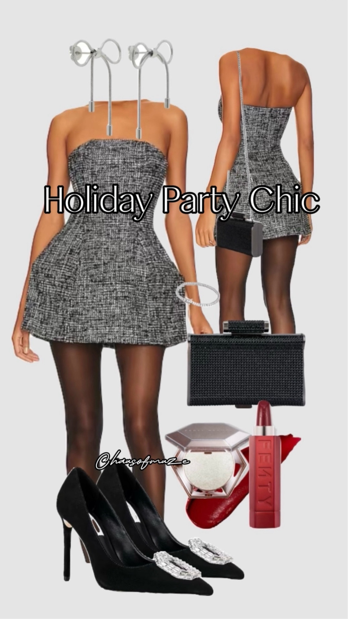 Holiday Chic ~This outfit with a flipped out bob hair style would be chefs kiss ! 🤌🏽😙

Tweed dress
Holiday Looks
Holiday party outfit
Red lipstick
Black evening bag
Holiday babydoll dress
Silver accessories
Black pumps 
Tweed outfit ideas

#LTKSeasonal #LTKHoliday #LTKstyletip