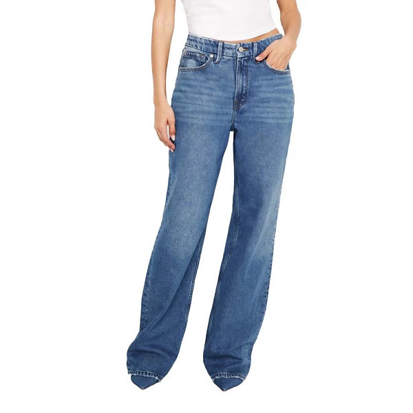 Women's GOOD AMERICAN Good 90's Relaxed Fit Straight Jeans Blue 4 32 | Scheels Sports