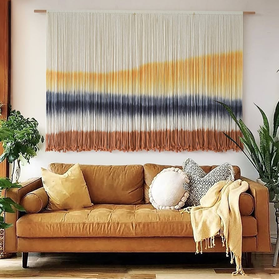 Flber Macrame Wall Hanging Extra Large Dip-Dyed Coastal Tapestry Boho Wall Decor for Living Room ... | Amazon (US)