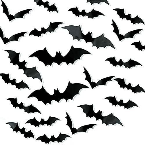Halloween Decoration 3D Bats Stickers,96PCS 4 Sizes Extra Large Black Bats Window Stickers Decal ... | Amazon (US)
