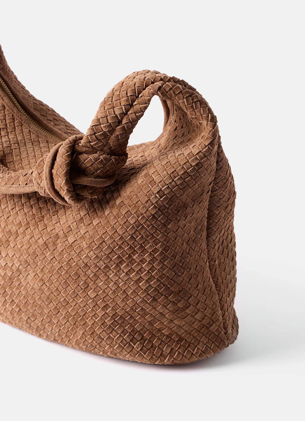 Nora Tan Woven Suede Knot Detail Bag | Mint Velvet