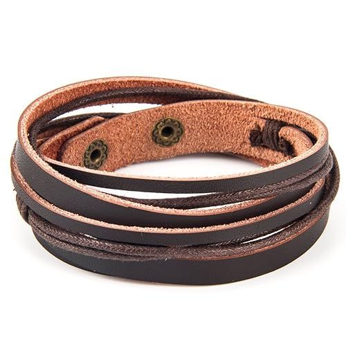Chic Exquise Designs Handmade Genuine Vintage Leather Wrist Cuff Wrap Bracelet Adjustable | Amazon (US)
