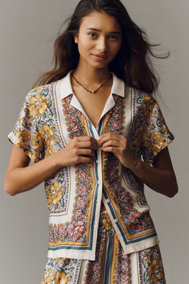 The Brenna Short-Sleeve Buttondown Shirt | Anthropologie (US)