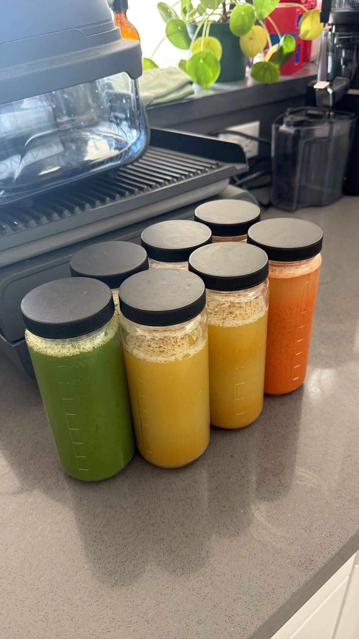 Moved my fresh juices to glass jars for the week! 