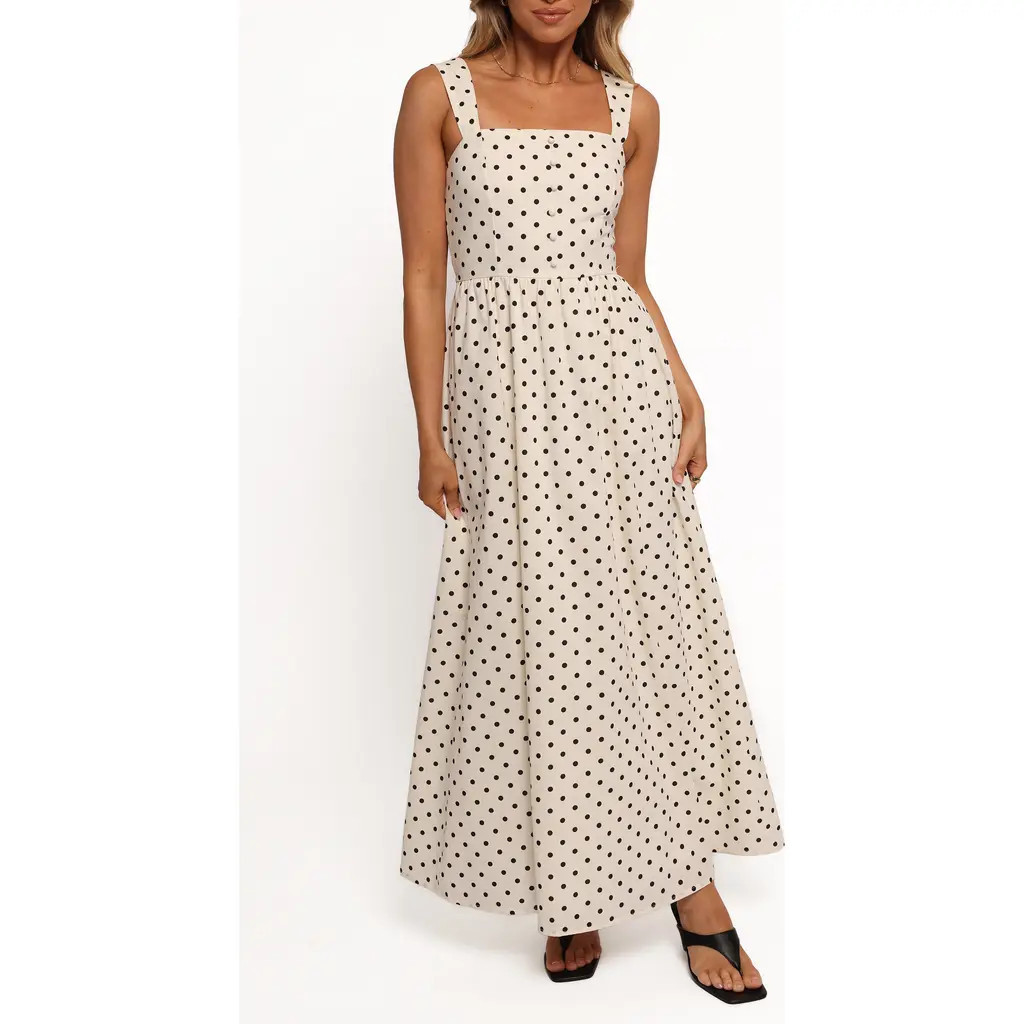 Petal & Pup Jenni Polka Dot Maxi Dress in White Polka Dot at Nordstrom, Size Medium | Nordstrom