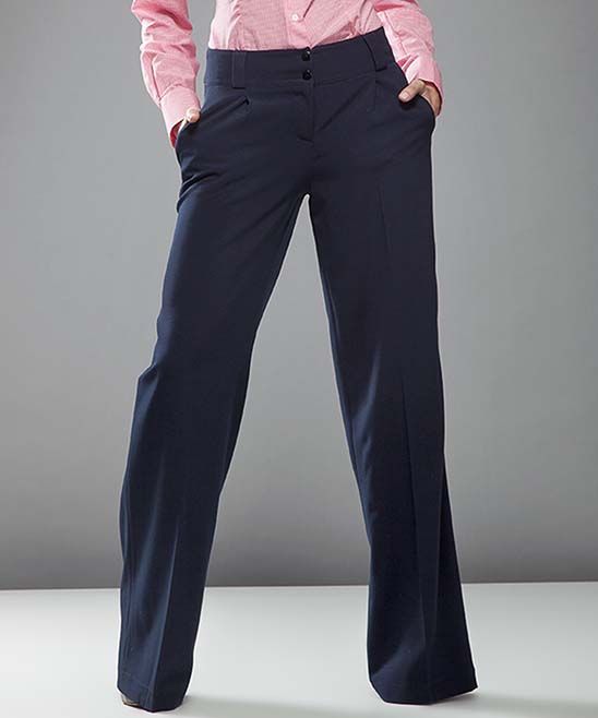 NIFE Women's Casual Pants dark - Dark Blue Wide-Leg Trouser Pants - Women | Zulily