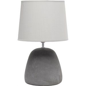 Simple Designs Concrete Round Table Lamp in Gray with Gray Shade | Homesquare
