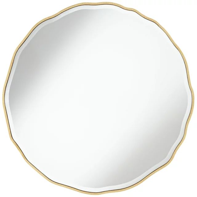 Noble Park Lissa Round Vanity Decorative Wall Mirror Modern Beveled Edge Gold Waved Wood Frame31 ... | Walmart (US)
