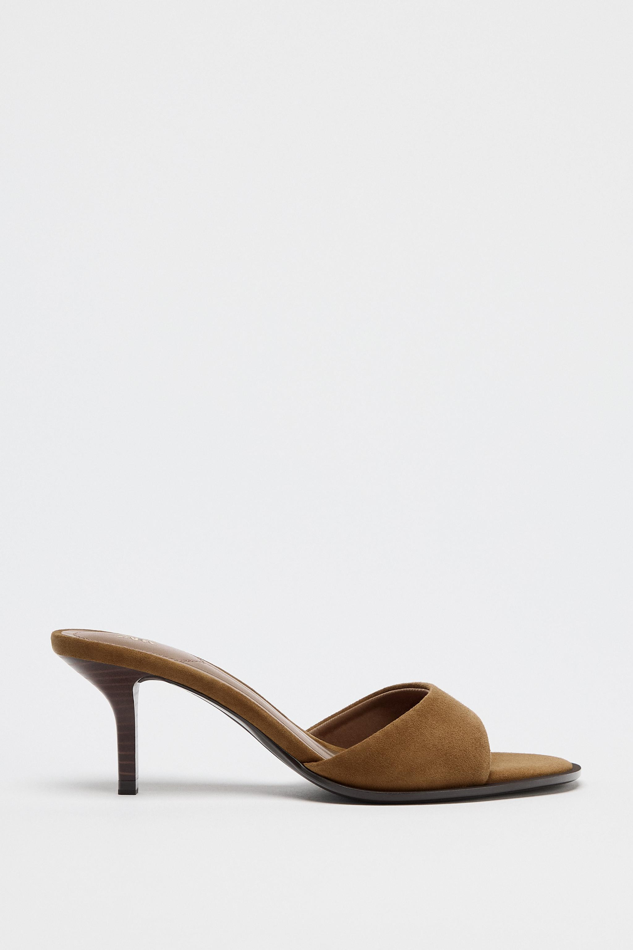 SPLIT LEATHER HEELED SANDALS | Zara US