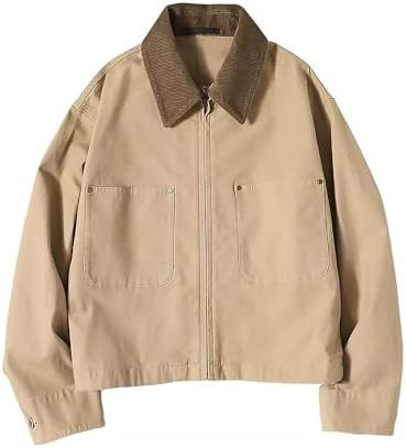 Womens Cropped Bomber Jacket Corduroy Collar Barn Coat Lightweight Utility Zip Up Cotton Canvas W... | Amazon (US)