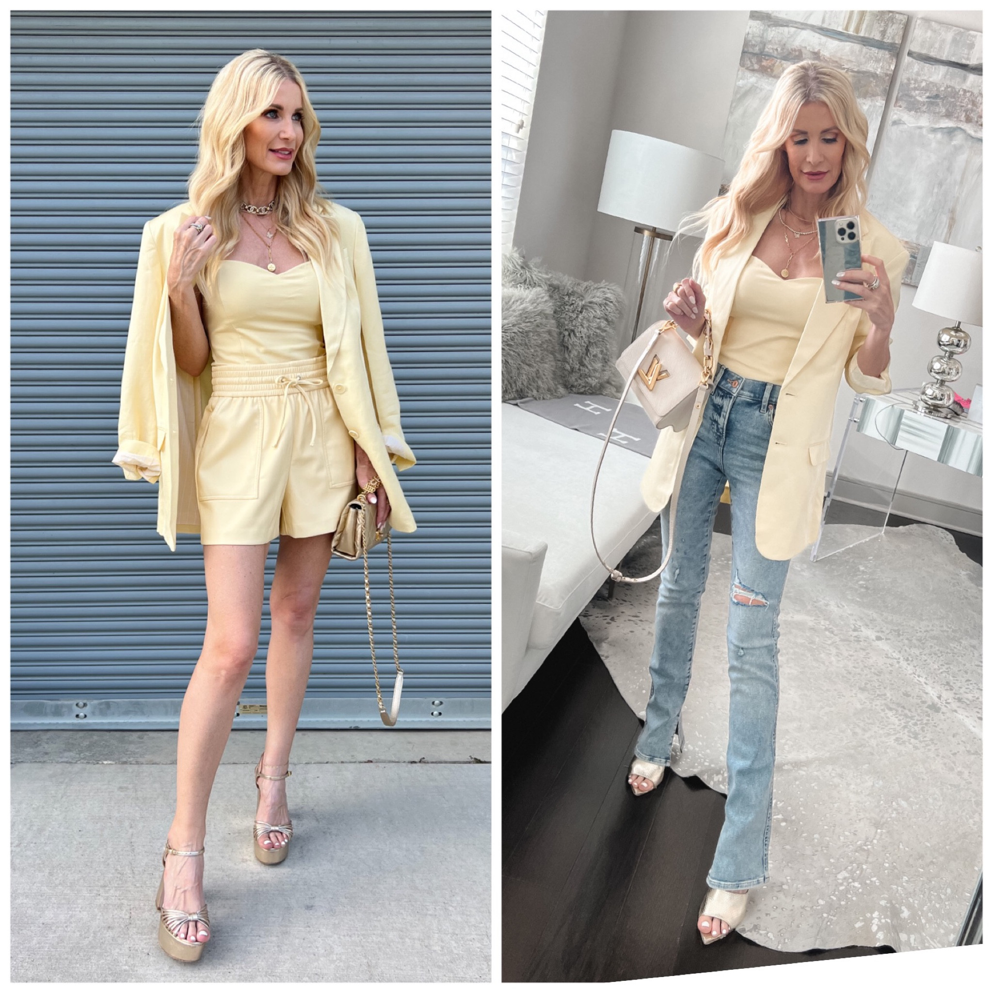 TGIF beauties! ✨ I’m loving this pale yellow shade for summer and would you believe everything I’m wearing is 40% off making every piece under $100!?

The faux leather shorts are my favorite! The fit is impeccable and they are super comfy! #expressyou #expresspartner 

Everything runs tts. I’m wearing an xs in the blazer, top, and shorts. 





#LTKstyletip #LTKsalealert #LTKunder100