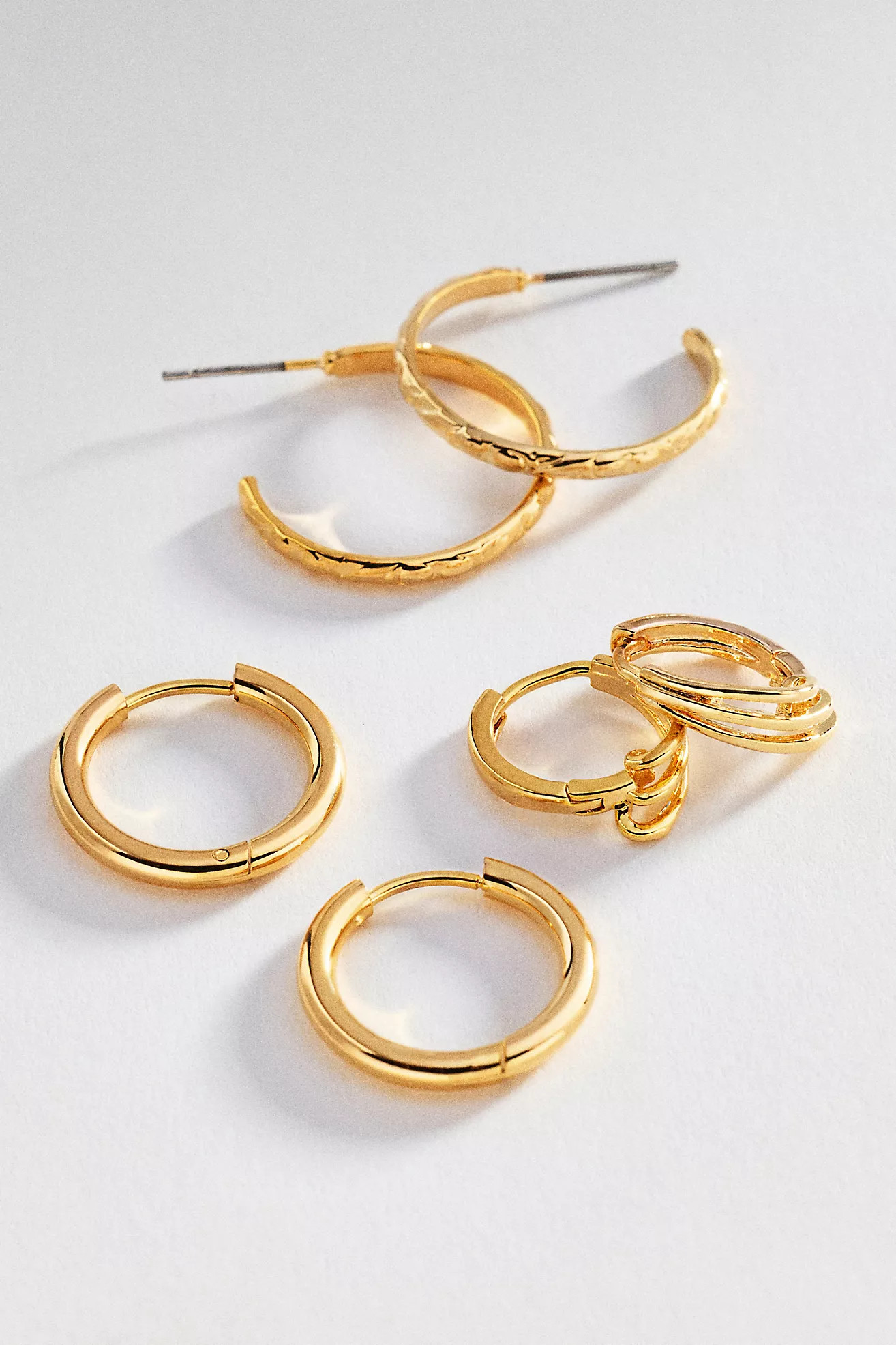 Textured Hoop Earrings, Set of 3 | Anthropologie (US)