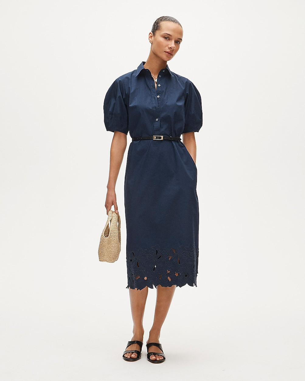 Petite embroidered shirt-dress in cotton poplin | J. Crew US