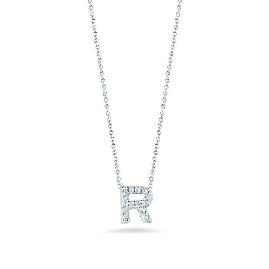 Roberto Coin 18K White Gold Tiny Treasures Diamond Letter R Pendant | Jomashop.com & JomaDeals.com